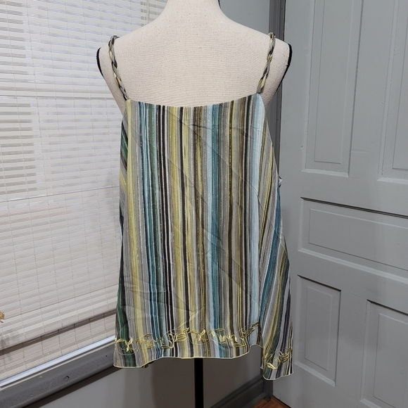 Lane Bryant Embroidered Split Double Chiffon Babydoll Cami - Green / Blue - Picture 7 of 8